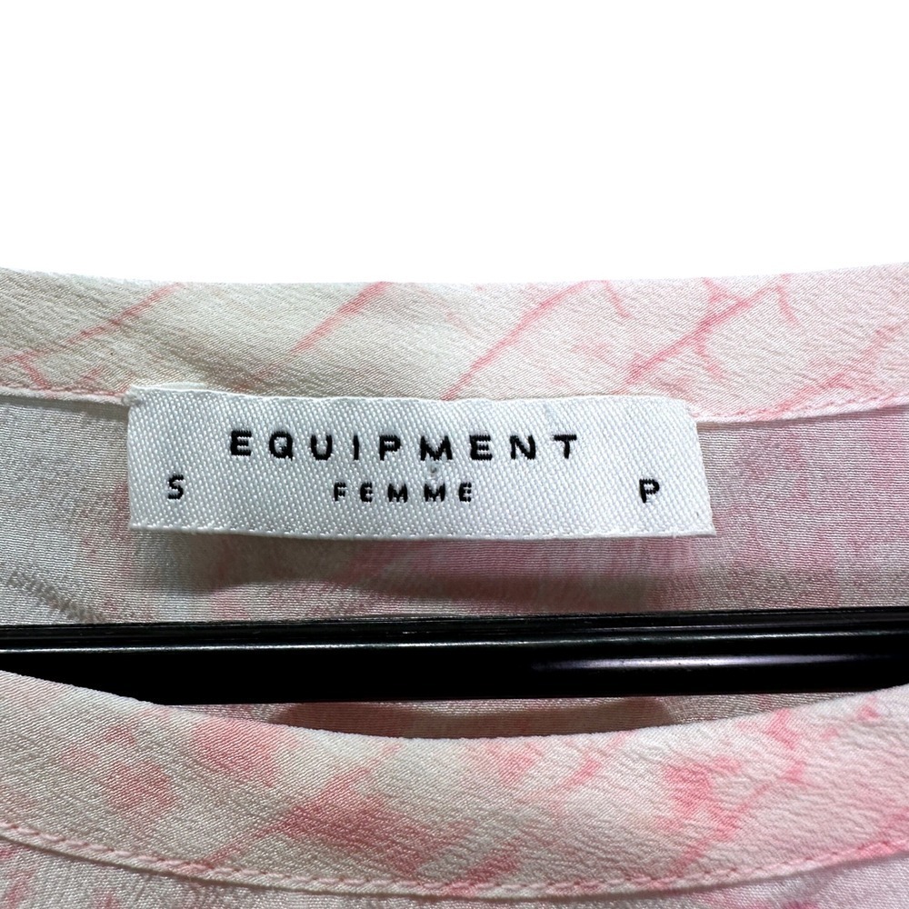 Equipment Femme Silk Crocodile Print Short Sleeve Top Pink White Size S - Picture 5 of 5